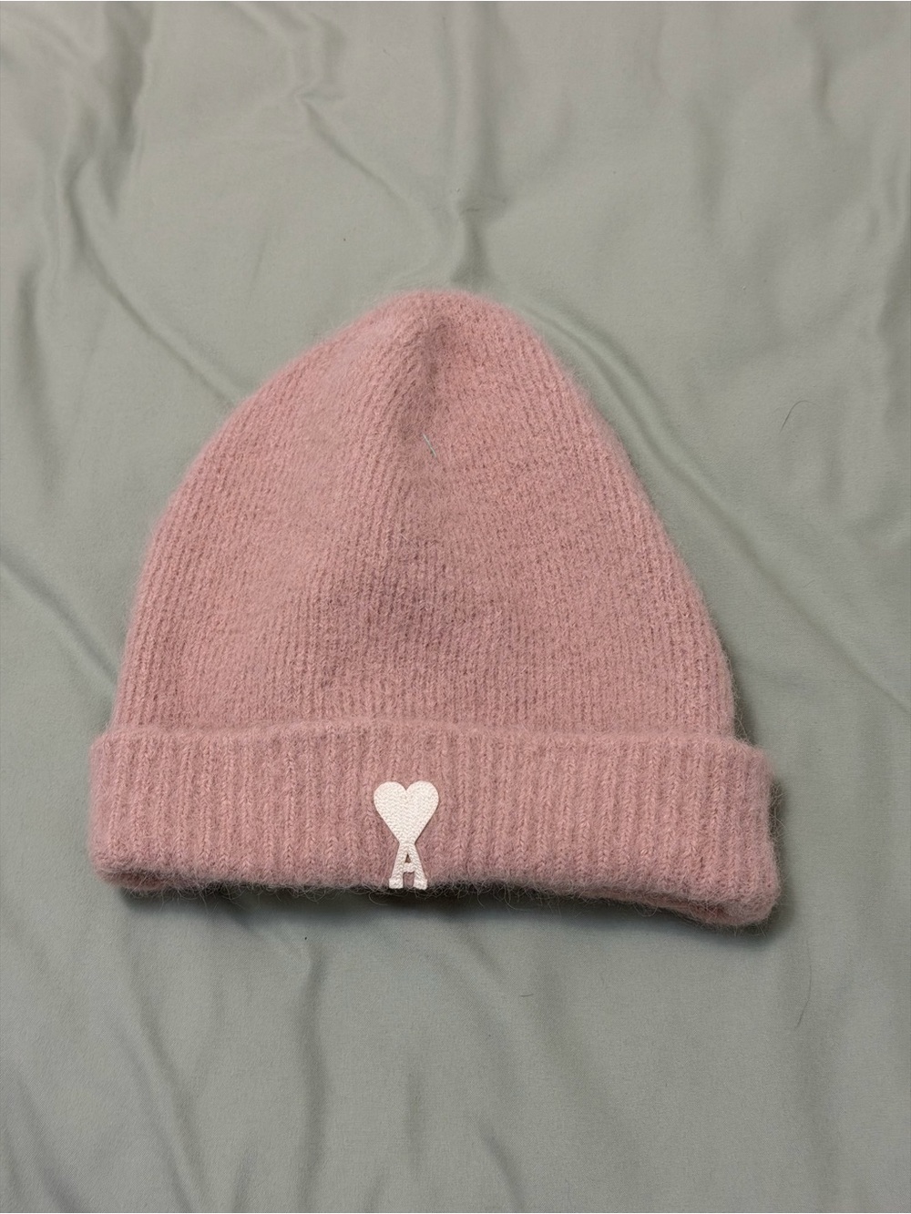 AMI Pink Heart Logo Beanie - Women's Knit Hat